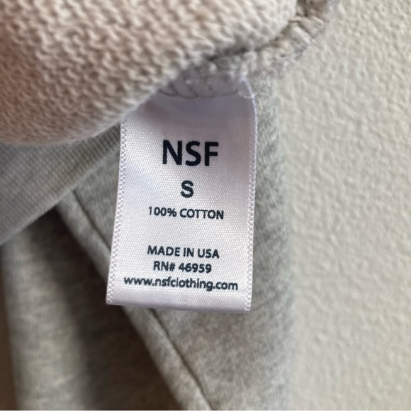 NSF Gray Pullover Sweatshirt Lace Up Neck  Cotton Crew Neck Frayed Neck  Small - Picture 7 of 7